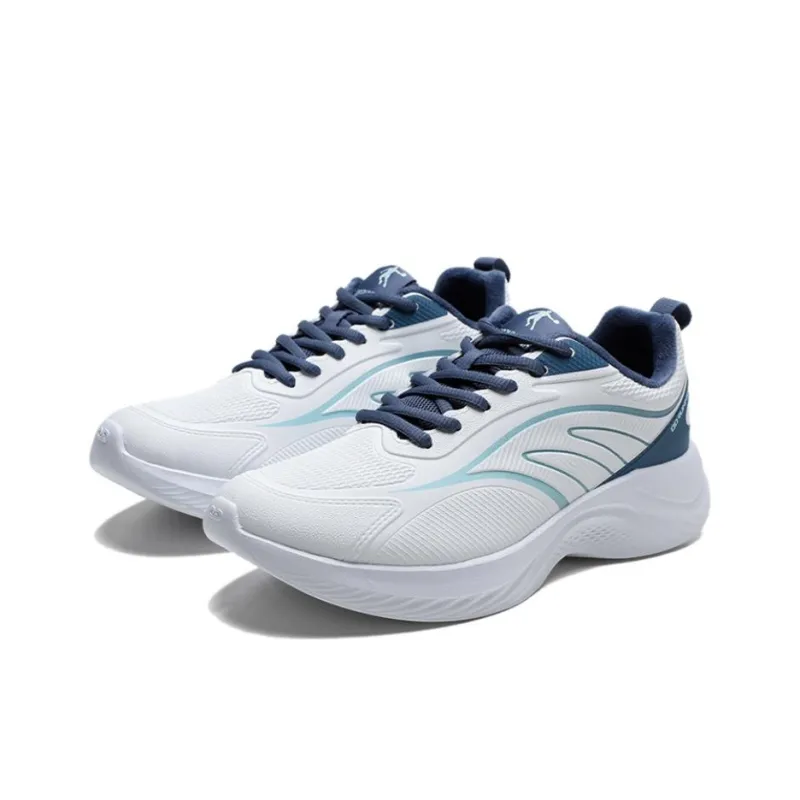 QIAODAN Anti Slip Wear Resistant Low Top Casual Running Shoes Men's White Blue-2