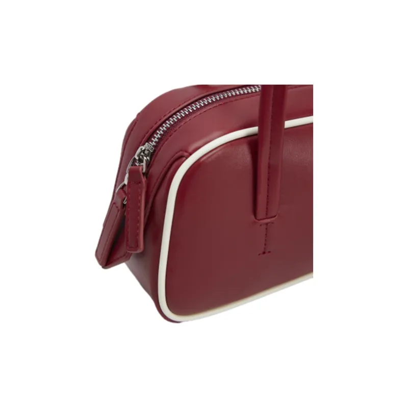 URBAN REVIVO Artificial Leather Boston Bag, Shoulder Bag Medium Size Women's Total Crimson/Royal Blue-4