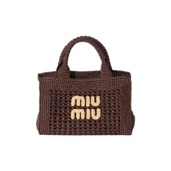 MIU MIU Synthetic Raffia Shoulder Bag, Crossbody Bag, Handbag Women's Dark Brown