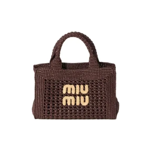MIU MIU Synthetic Raffia Shoulder Bag, Crossbody Bag, Handbag Women's Dark Brown