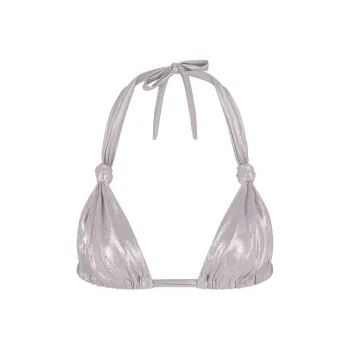 SKIMS LIQUID SHINE SWIM KNOTTED MICRO TRIANGLE TOP Bikini Women's SMOKE/Smoke Gray