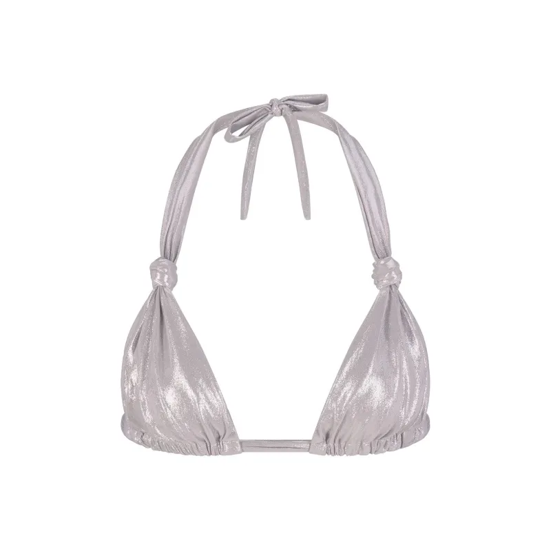 SKIMS LIQUID SHINE SWIM KNOTTED MICRO TRIANGLE TOP Bikini Women's SMOKE/Smoke Gray-0
