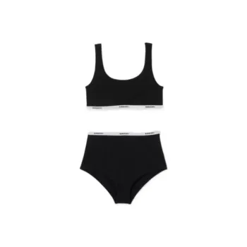 Burberry Women's Logo Tape Bio Based Stretch Nylon Bikini Black