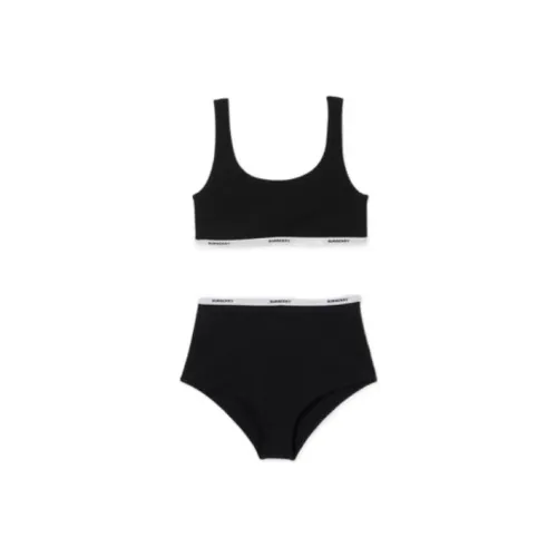 Burberry Women's Logo Tape Bio Based Stretch Nylon Bikini Black