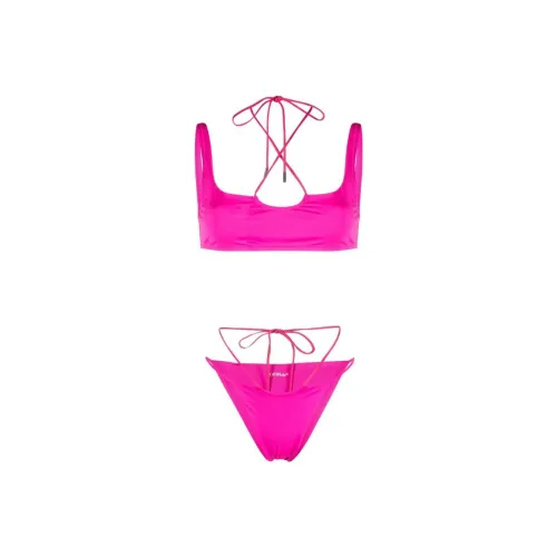 OFF WHITE Logo Printed Tied Waist Two Piece Bikini Set
