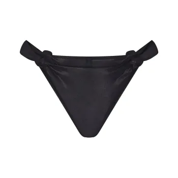 SKIMS LIQUID SHINE SWIM KNOTTED CHEEKY TANGA BOTTOM Swimming Shorts Women's ONYX/Onyx