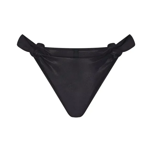 SKIMS LIQUID SHINE SWIM KNOTTED CHEEKY TANGA BOTTOM Swimming Shorts Women's ONYX/Onyx