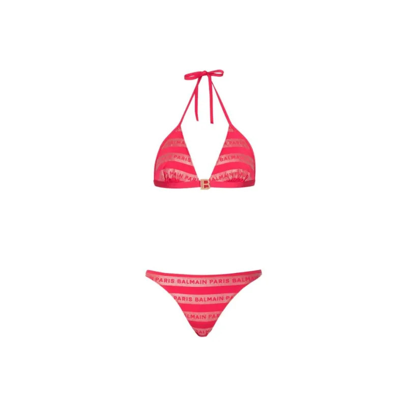 BALMAIN Logo-print Triangle Bikini Set-0