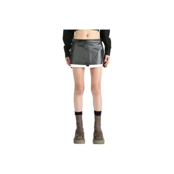 RICK OWENS Gonna In Denim Fog Cutoff Mini Skirt Black