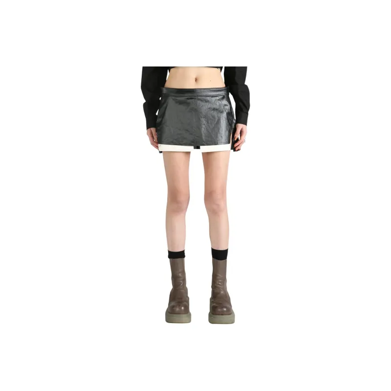 RICK OWENS Gonna In Denim Fog Cutoff Mini Skirt Black-0