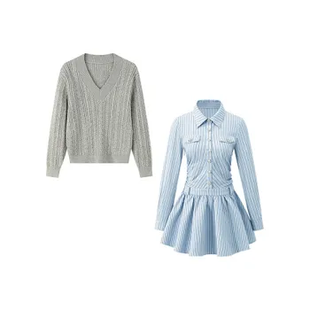 RTNH Spring And Autumn Skirt Set Women's Blue Gray