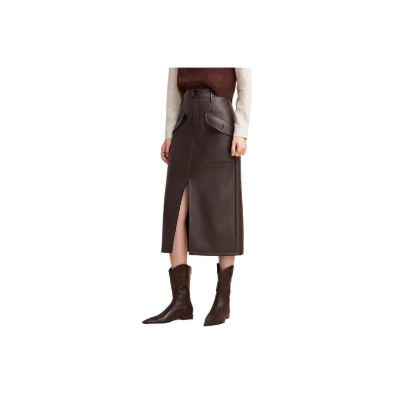 Goodland Casual Long Skirts Women's Dark Coffee-0