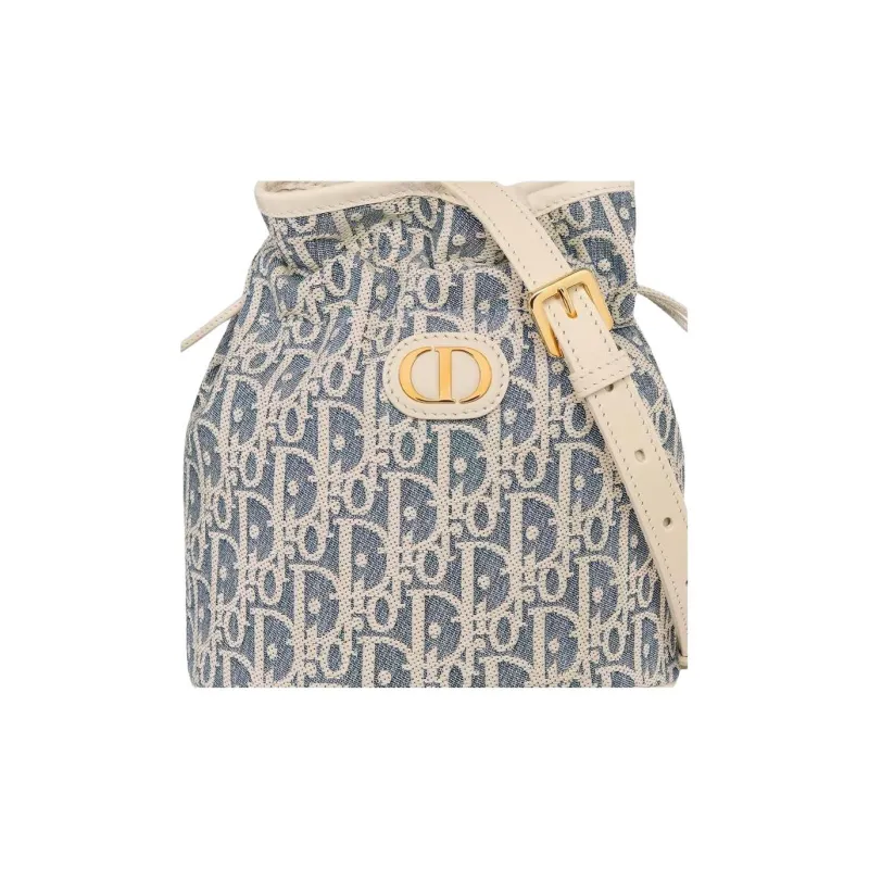 DIOR 30 Montaigne Cotton Bucket Bag, Shoulder Bag, Crossbody Bag Mini Women's Blue-5