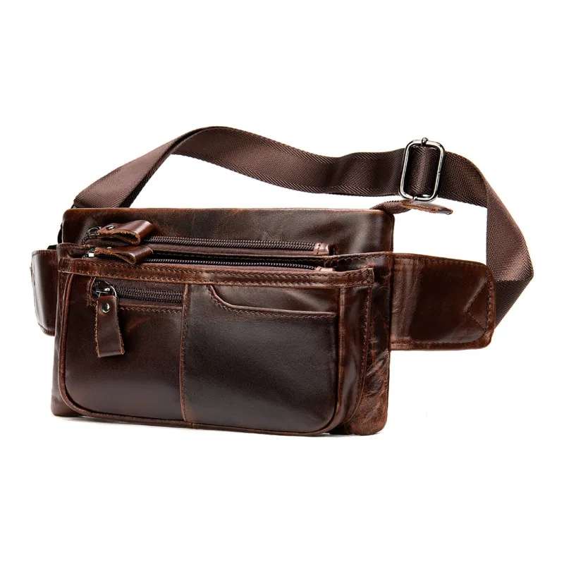 DOSRFINI Cow Leather Fanny Pack Regular Men's Multicolor-1