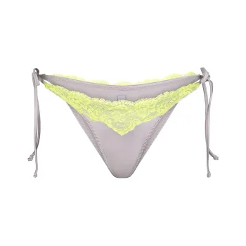 SKIMS LACE SWIM TIE BIKINI BOTTOM Swimming Shorts Women's Chrome/Chrome-Plated