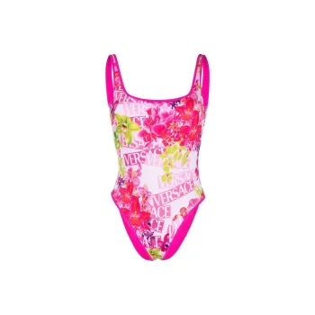 VERSACE Logo print Scoop Swimsuit