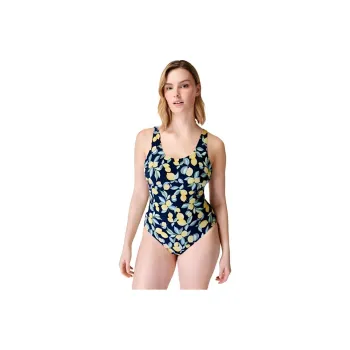 Sweaty Betty One-Piece Swimsuits Women's Blue Background With Lemon Tree Print