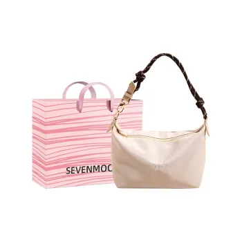 SEVENMOONS Nylon Fabric Handbag Women's Ecru/Black