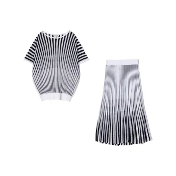CLUB MONACO Skirt Set Women's Black White Stripes