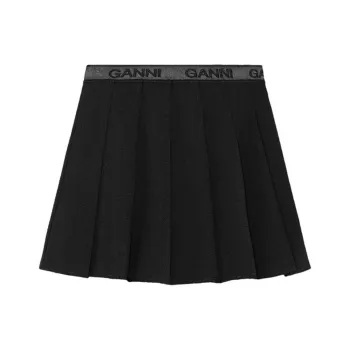 GANNI Light Twill Pleated Mini Skirt