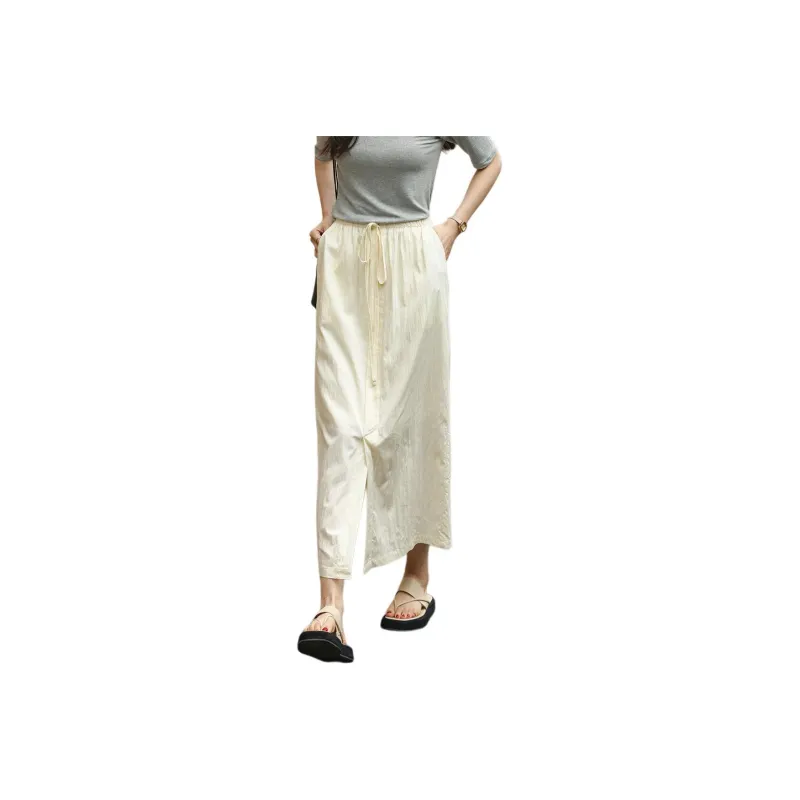 Mt Casual Long Skirts Women's Light Beige Yellow-0