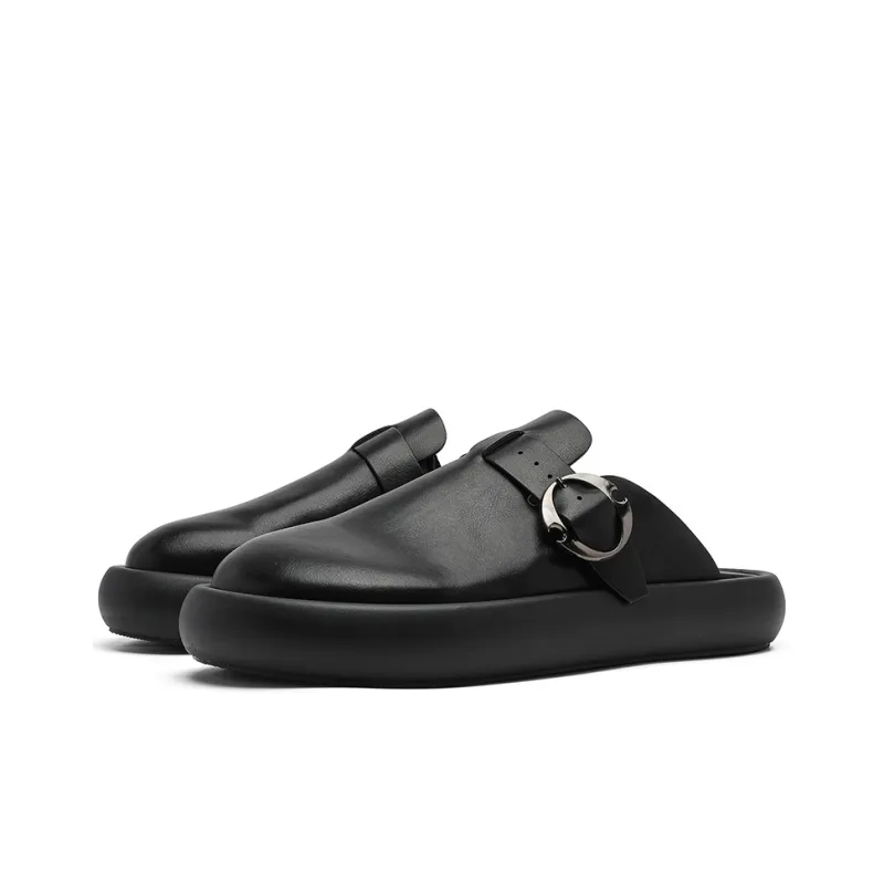 Mo Xu Stitching Odor Resistant Closed Toe Slippers Unisex Black-1