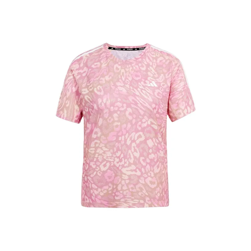 Adidas Own The Run3 Stripes Regular T Shirt Women's Pink Coral-0