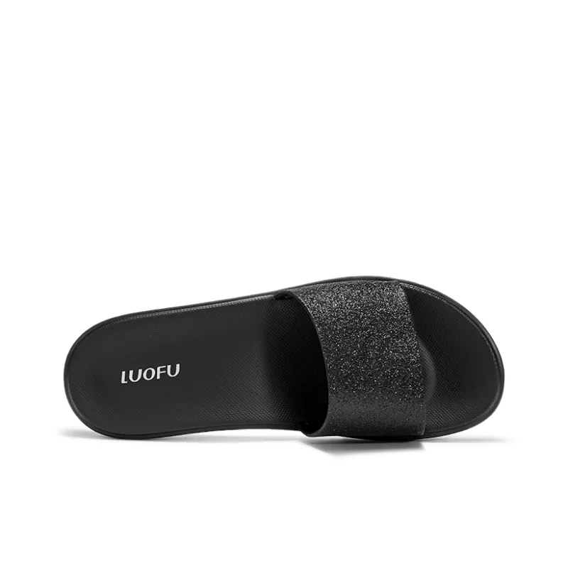 LUOFU Slide Slippers Women's Shimmery Powder/Shimmery Black/Shimmery Bean Paste-13