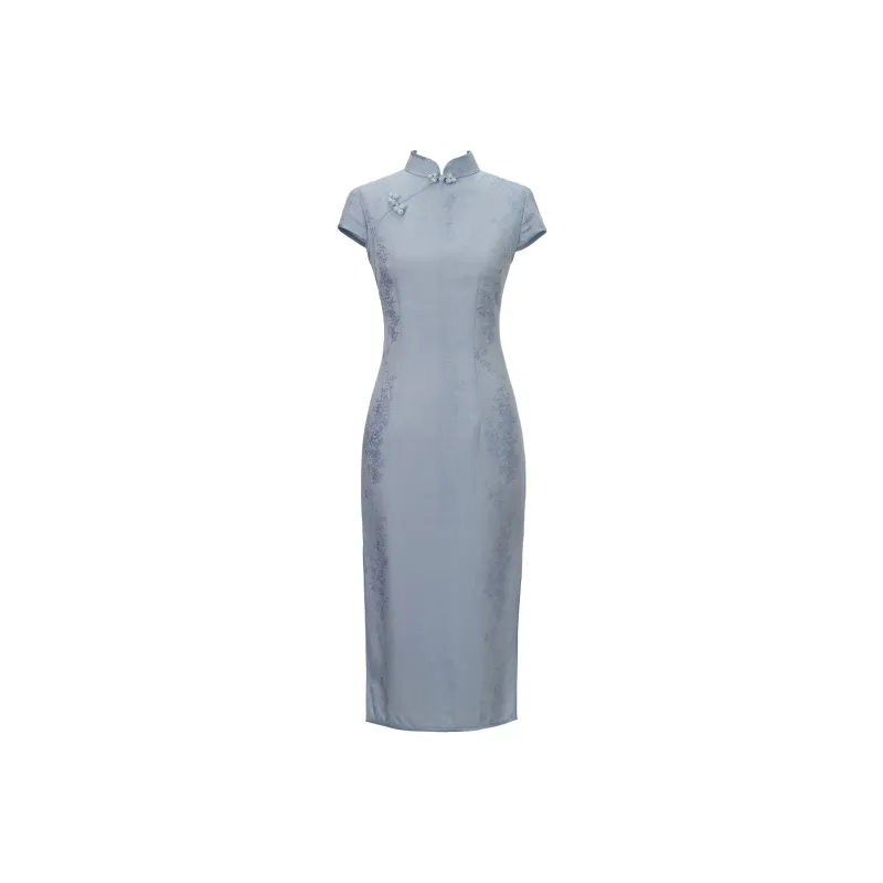 Clothes Cut By Time Cheongsam Women's Peacock Blue-0