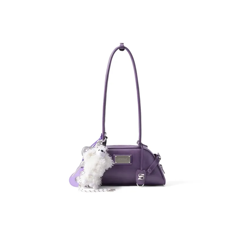 MCMIKO Cow Leather With Polyurethane And Synthetic Leather Shoulder Bag Women's Purple-0