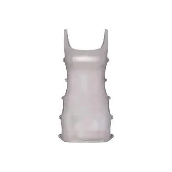 SKIMS LIQUID SHINE SWIM KNOTTED TANK DRESS One-piece Swimsuit Women's SMOKE/Smoke Gray