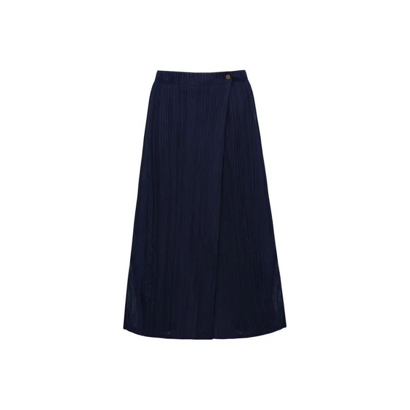 LI NING 1990 Classic Collection Casual Long Skirt Women's Dark Iris Blue-0