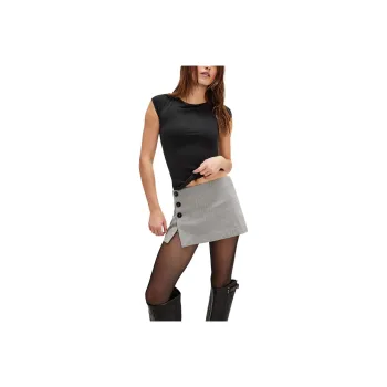 FREE PEOPLE Kennedy Skort Casual Short Skirts Women's Grey Pinstripe/Gray Pinstripe
