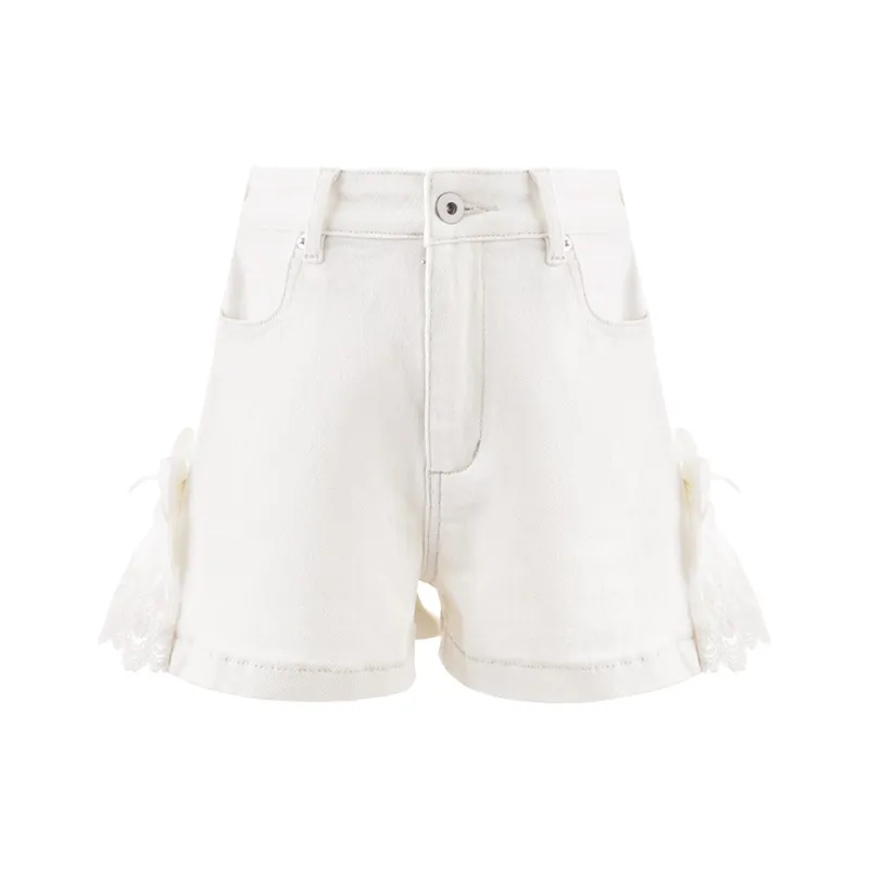 Blovelan Denim Shorts Women's Creamy Apricot-0