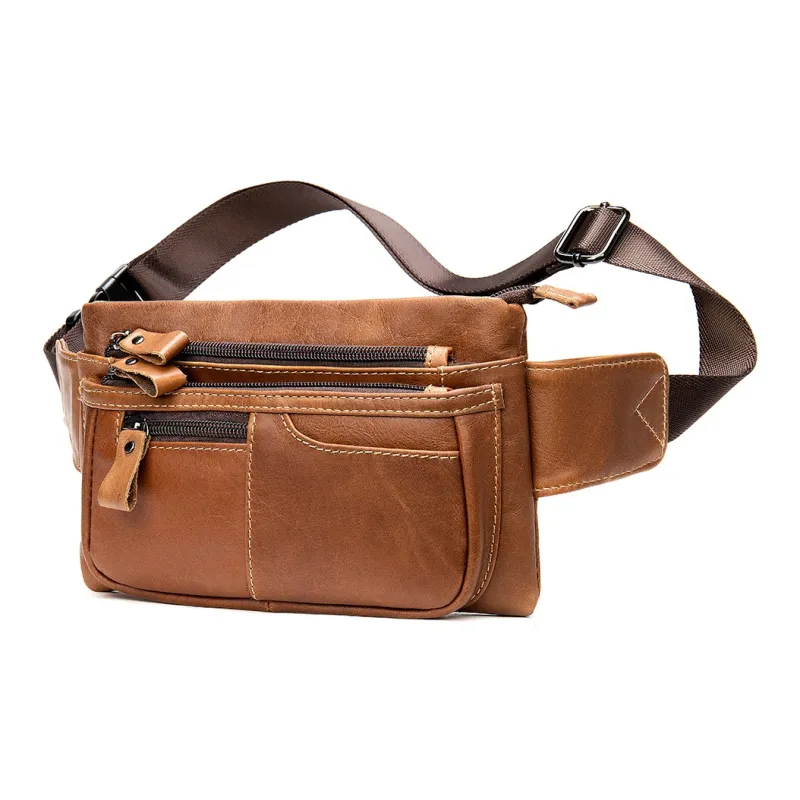 DOSRFINI Cow Leather Fanny Pack Regular Men's Multicolor-6
