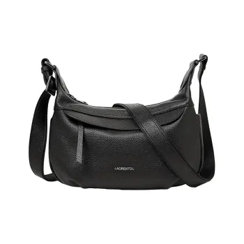 Old Man's Head Cow Leather Shoulder Bag Women's Black