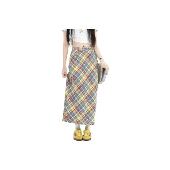 Kazakhstan Casual Long Skirt Women's Plaid