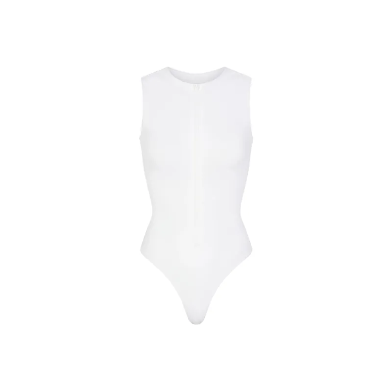 SKIMS SIGNATURE SWIM ZIP FRONT SLEEVELESS ONE PIECE One-piece Swimsuit Women's SNOW/Snow-0