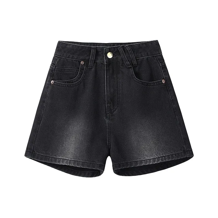 Wen Shan Denim Shorts Women's Black Gray-0