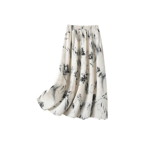 IHIMI Casual Long Skirt Women's Ecru