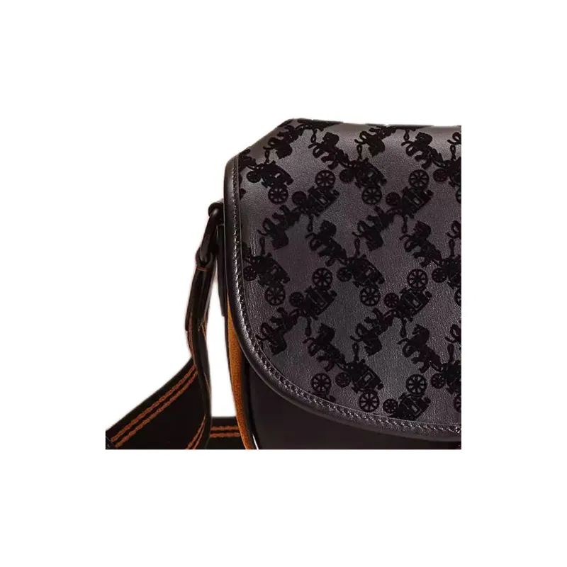 COACH Refined Calfskin With Suede Shoulder Bag, Crossbody Bag Medium Size Women's Matte Black & Black-3
