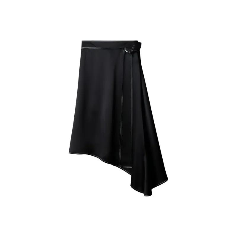 Roselingling Casual Long Skirt Women's Elegant Black-0