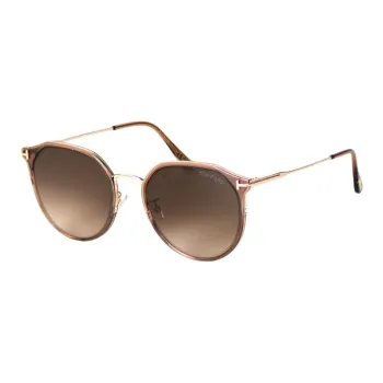 TF Plate And Metal Oval Sunglasses Unisex Brown