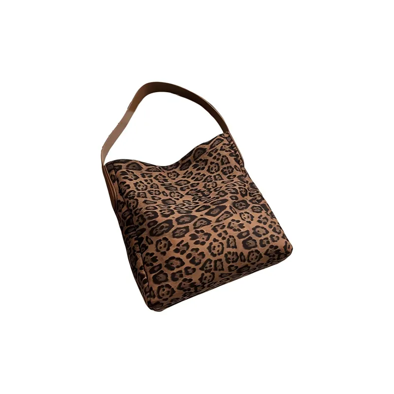 Fitchell Suede Shoulder Bag Women's Leopard Print/Black/Khaki-4