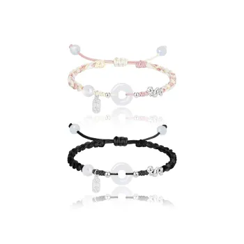MAGICPOLE Alloy Fabric Rope Bracelets Unisex Black/Pink Color
