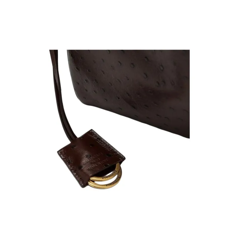 Balenciaga Leather One Shoulder Handbag Medium Size Women's Dark Brown-4