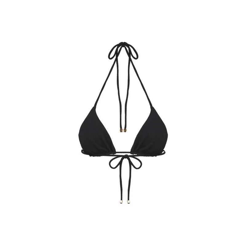PRINCESS POLLY NEVAEH TRIANGLE RIBBED BIKINI TOP Bikini Women's BLACK/Black-0