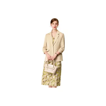FENHONGMALI Skirt Set Women's Beige
