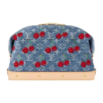LOUIS VUITTON X Takashi Murakami Cherry Cosmetic Pouch Gm Denim Monogram