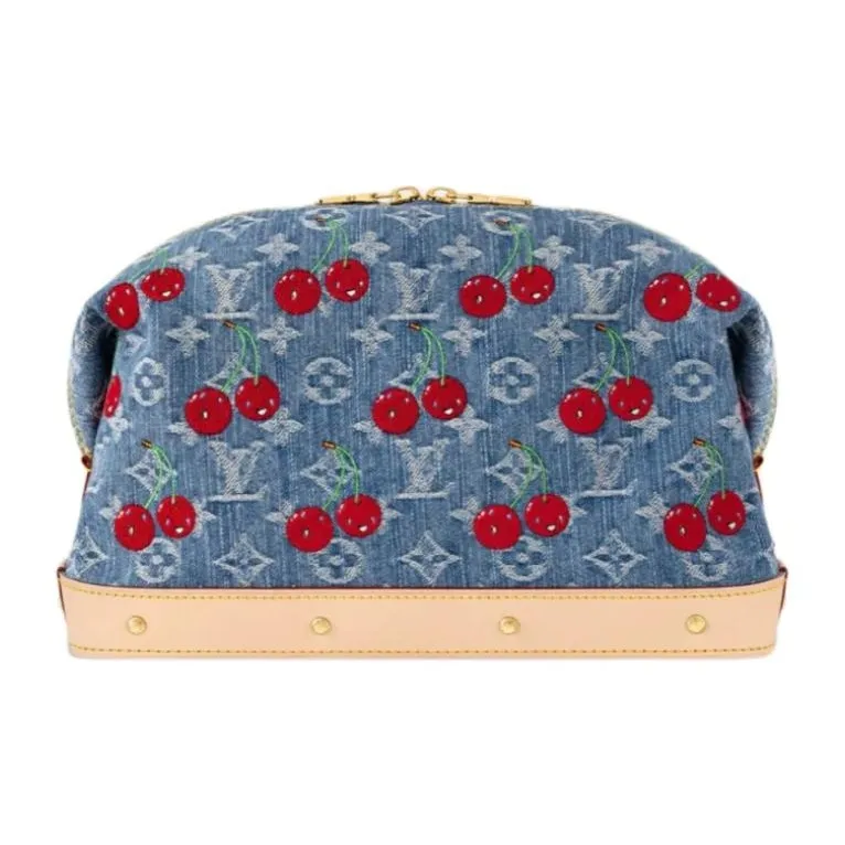 LOUIS VUITTON X Takashi Murakami Cherry Cosmetic Pouch Gm Denim Monogram-0